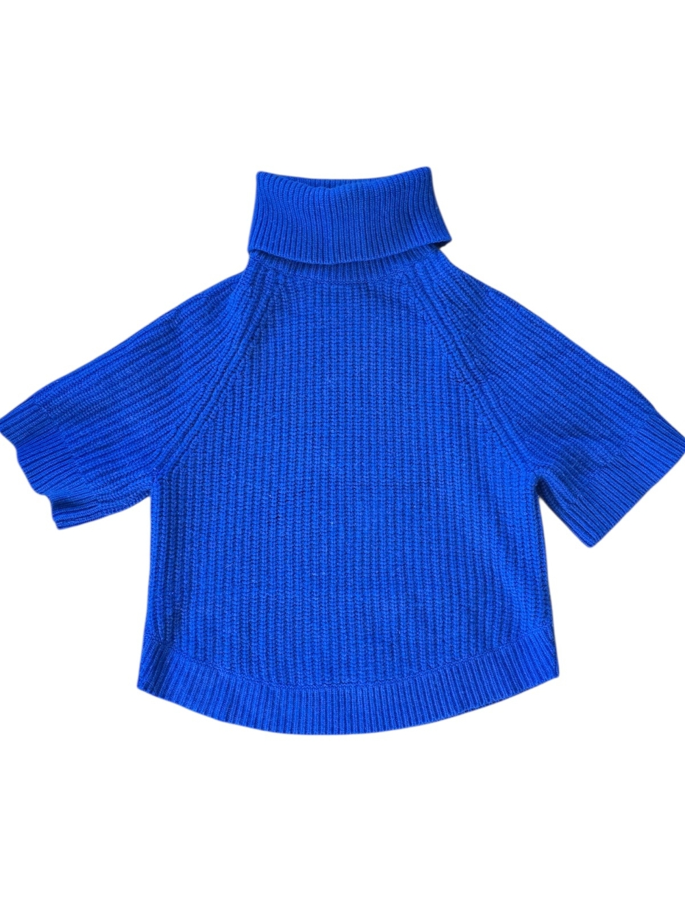 Michael Kors Royal Blue Chunky Ribbed Turtleneck Sweater Cashmere Wool